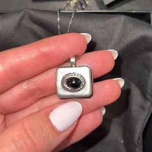 YSL Locket Necklace Silver/Black